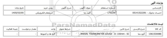 استعلام الکترونیکی، گیج دما