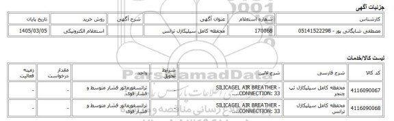 استعلام الکترونیکی، محفظه کامل سیلیکاژل ترانس