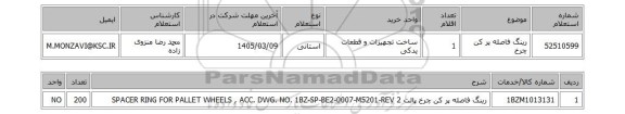 استعلام رینگ فاصله پر کن چرخ