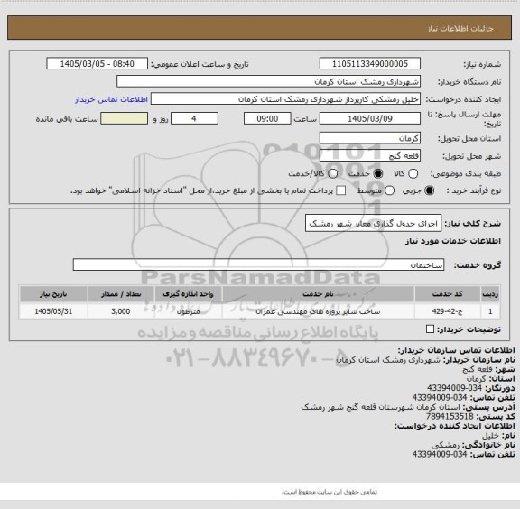 استعلام اجرای جدول گذاری معابر شهر رمشک