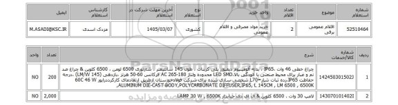استعلام اقلام عمومی برقی