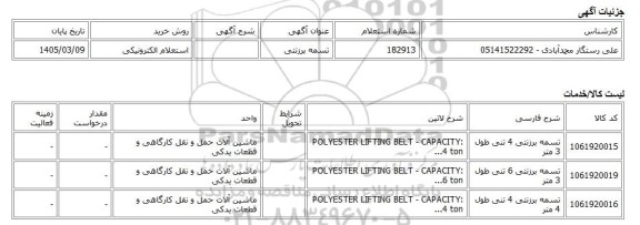 استعلام الکترونیکی، تسمه برزنتی