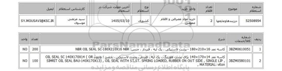 استعلام درزبندهاوعایقها