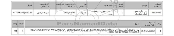 استعلام پانل ابگرد جمع اوری(اضطراری