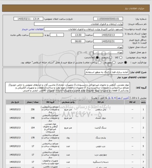 استعلام آماده سازی فضا پارکینگ به منظور استفاده