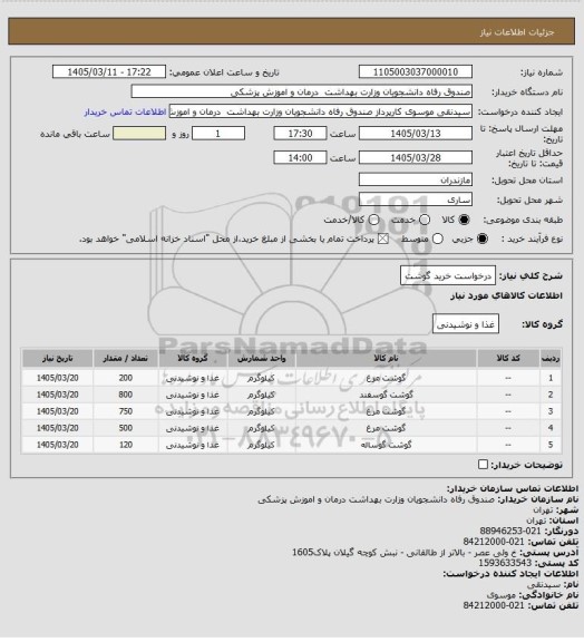 استعلام درخواست خرید گوشت