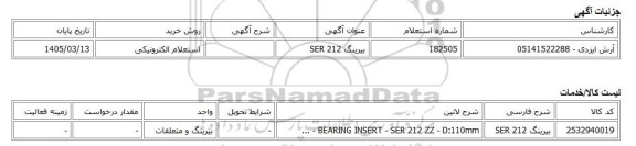 استعلام الکترونیکی، بیرینگ SER 212