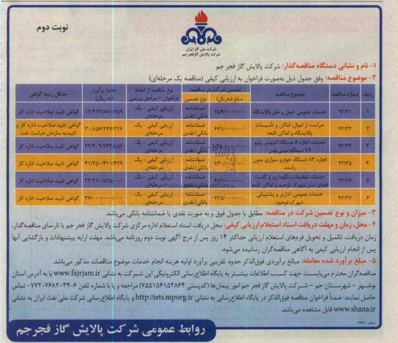 خدمات عمومی حمل و نقل پالایشگاه...