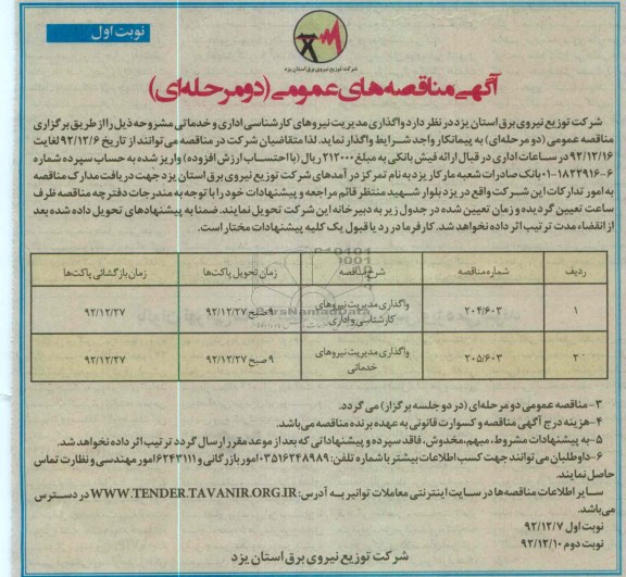 واگذاری مدیریت نیروهای کارشناسی اداری و خدماتی 