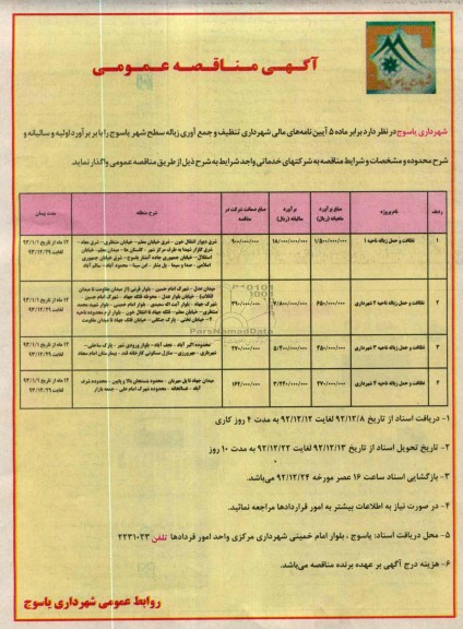 تنظیف و جمع  آوری زباله سطح شهر یاسوج 