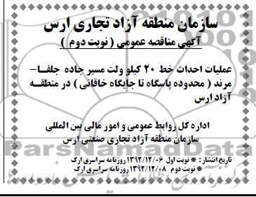 عملیات احداث خط 20 کیلو ولت مسیر جاده جلفا - مرند (محدوده پاسگاه تا جایگاه خاقانی) 