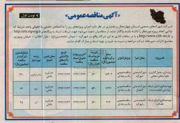 زیرسازی ، جدولگذاری و دفع آبهای سطحی...