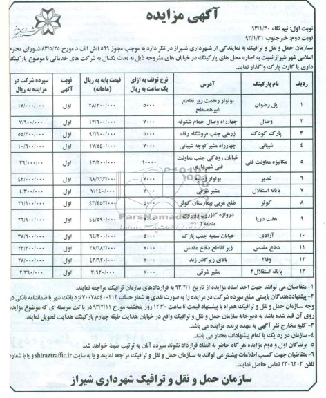 اجاره محل های پارکینگ 