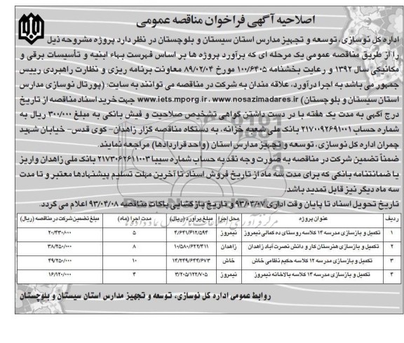 تکمیل و بازسازی مدرسه 14 کلاسه  و ...