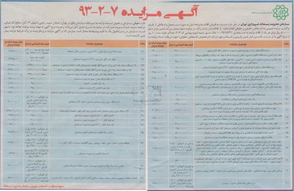 آگهی مزایده , مزایده فروش اقلامی چون سه دستگاه شیکر سرند از نوع غیر شاتونی به صورت مستعمل و فاقد الکترو موتور ...