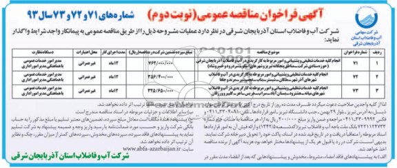 آگهی فراخوان مناقصه عمومی ,  مناقصه  انجام کلیه خدمات تنظیفی و پشتیبانی و امور مربوطه به کارگریدی