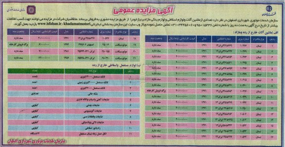 آگهی مزایده عمومی ,مزایده تعدادی از ماشین آلات و لوازم اسقاطی