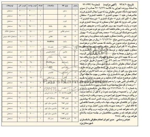 آگهی مزایده ,مزایده فرش