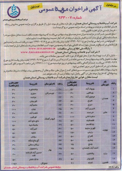 فراخوان مزایده عمومی , فراخوان مزایده عمومی فروش مخازن فرسوده