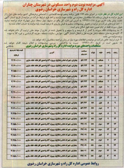 مزایده,فروش واحد مسکونی