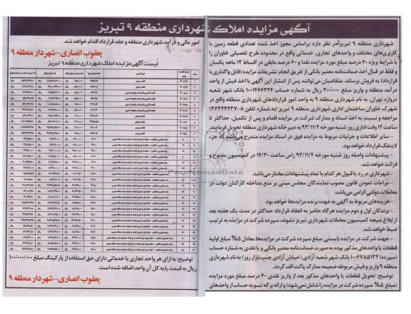 مزایده,فروش تعدادی قطعه زمین