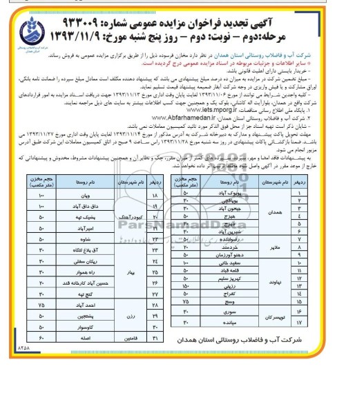 تجدید فراخوان مزایده عمومی , تجدید فراخوان مزایده عمومی فروش مخازن فرسوده