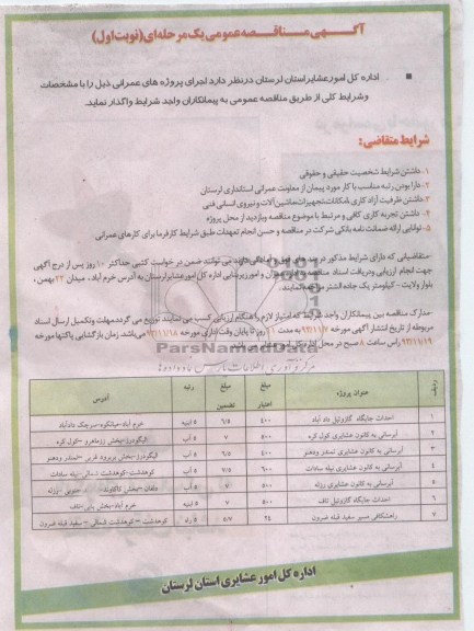 آگهی مناقصه عمومی یک مرحله ای,مناقصه  احداث جایگاه گازوئیل داد آباد