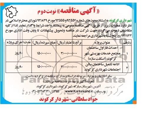 آگهی مناقصه,مناقصه  احداث فاز اول ساختمان مجتمع خدمات بهزیستی شهر 