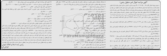 مزایده اموال غیرمنقول , مزایده اموال غیرمنقول ششدانگ زمین صنعتی ، باسکول ، ترانس برق و...