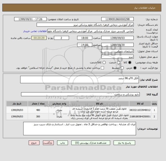 استعلام الکل 70و 96 درصد 