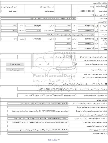 اجاره یک باب آشپزخانه و رستوران همراه با تجهیزات و سردخانه در مرکز گناوه