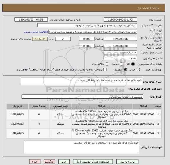 استعلام خرید پکیج های ذکر شده در استعلام با شرایط فایل پیوست