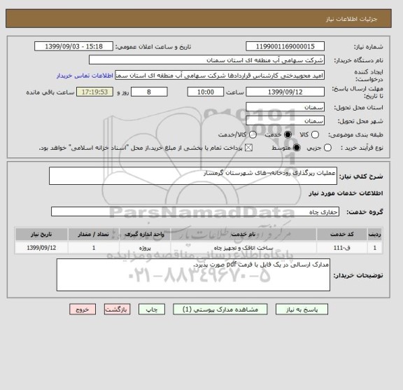 استعلام عملیات رپرگذاری رودخانه¬های شهرستان گرمسار  