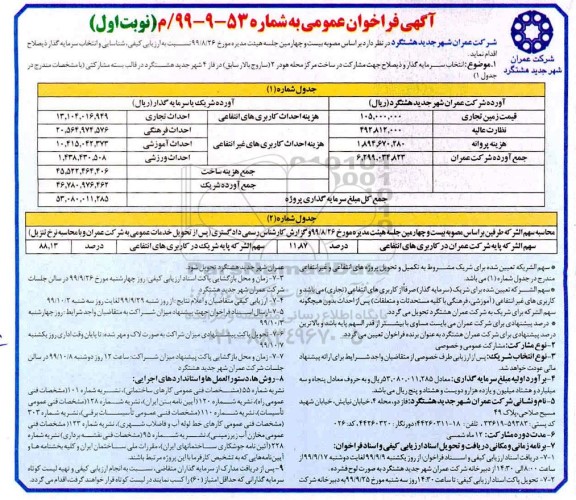 فراخوان ارزیابی کیفی, فراخوان ارزیابی کیفی، شناسایی و انتخاب سرمایه گذار جهت مشارکت در ساخت 