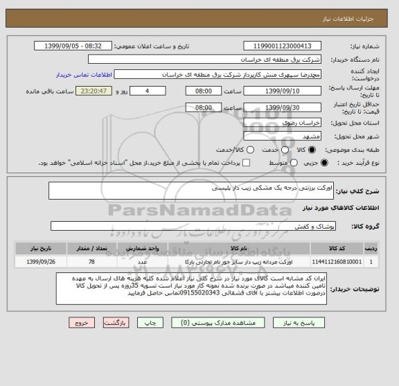 استعلام اورکت برزنتی درجه یک مشکی زیب دار پلیسی 