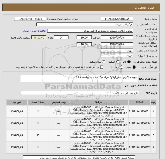 استعلام سوند فوگارتی سایز2و3و5 هرکدام5 عدد - سایز4 تعداد10 عدد