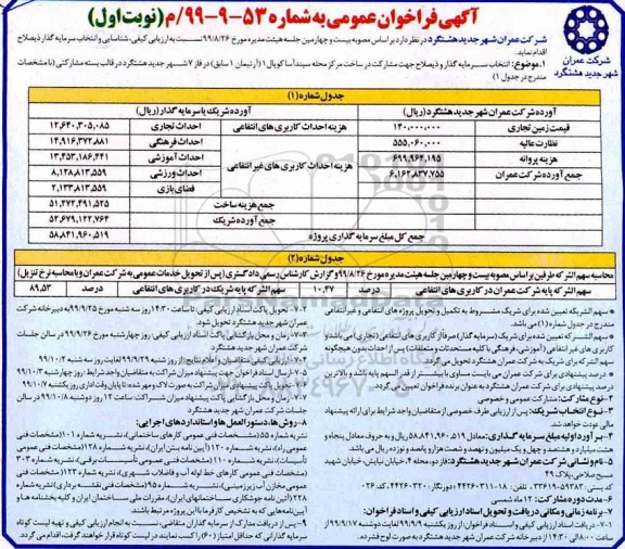 فراخوان ارزیابی کیفی, فراخوان ارزیابی کیفی، شناسایی و انتخاب سرمایه گذار جهت مشارکت در ساخت 