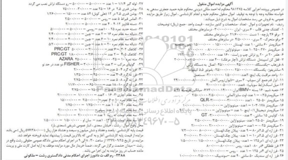 مزایده ،مزایده فروش کفشک چدنی، برقو 36 پارچه ...