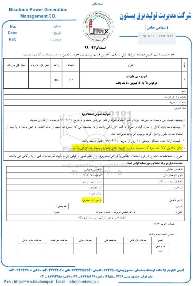 استعلام , استعلام آمونیوم بی فلوراید 