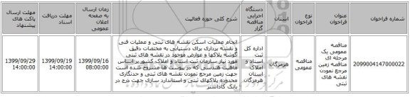 مناقصه عمومی یک مرحله ای مناقصه زمین مرجع نمودن نقشه های ثبتی