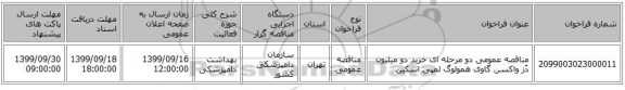 مناقصه عمومی دو مرحله ای خرید دو میلیون دُز واکسن گاوی همولوگ لمپی اسکین 