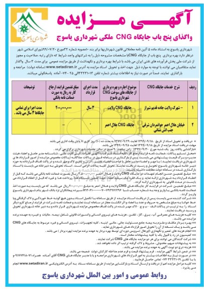 آگهی مزایده عمومی , مزایده واگذاری دو جایگاه CNG