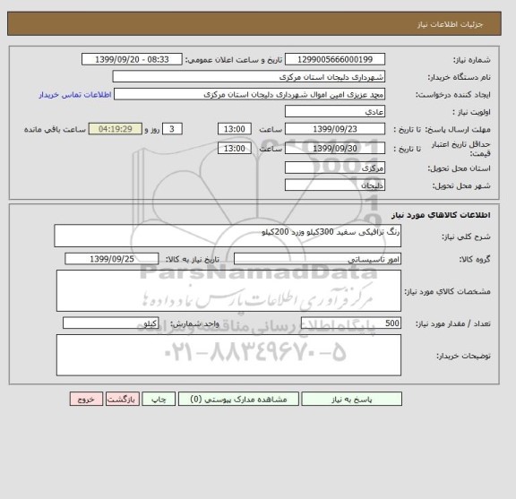 استعلام رنگ ترافیکی سفید 300کیلو وزرد 200کیلو