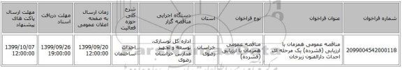 مناقصه عمومی همزمان با ارزیابی (فشرده) یک مرحله ای احداث دارالفنون زبرخان 