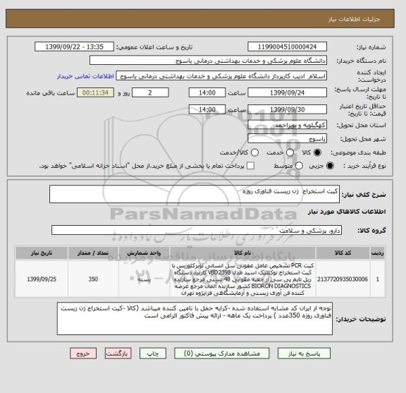 استعلام کیت استخراج  ژن زیست فناوری روژه