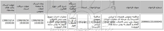 مناقصه عمومی همزمان با ارزیابی (فشرده) یک مرحله ای عملیات احداث مهنول پمپ بتنی فاضلاب تقاطع خیابان گلفام و گلبهار به روش سازه های فرورونده