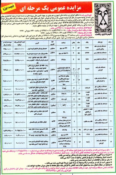 مزایده،مزایده فروش ششدانگ یکباب خانه و زمین نوبت اول 