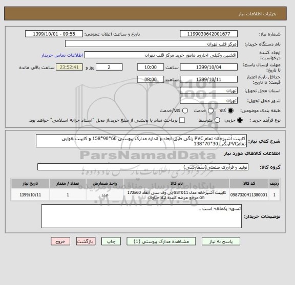 استعلام کابینت آشپزخانه تمام PVC رنگی طبق ابعاد و اندازه مدارک پیوستی 60*90*158 و کابینت هوایی تمامPVCرنگی 30*70*138