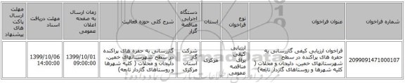 فراخوان ارزیابی کیفی  گازرسانی به حفره های پراکنده در سطح شهرستانهای خمین، دلیجان و محلات ( کلیه شهرها و روستاهای گازدار تابعه)