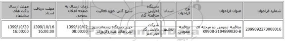 مناقصه عمومی دو مرحله ای K9908-3104899030-B